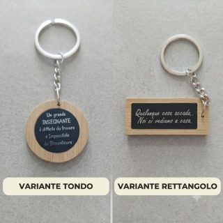 Portachiavi in Bambù e Acciaio Personalizzabile con Incisione Laser