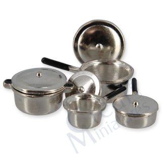 Set 4 Pentole con Coperchi Color Acciaio