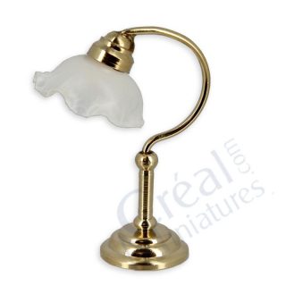 Lampada da Tavolo in Ottone Miniatura – Design Classico – Scala 1:12 – Dimensioni 3.5x2xH 5.5 cm