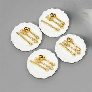 Set da Pranzo Miniature per Casa delle Bambole - 16 Pezzi in Stile Moderno (Piatti e Posate)