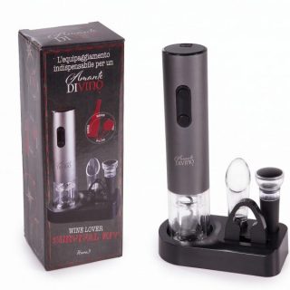 Set Sommelier Elettrico 4 in 1 - Apribottiglie a Batteria con Accessori Vino