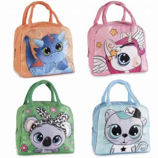 Borsa Termica Lunch Bag per Bambini - Fantasie Animaletti con Manici e Zip