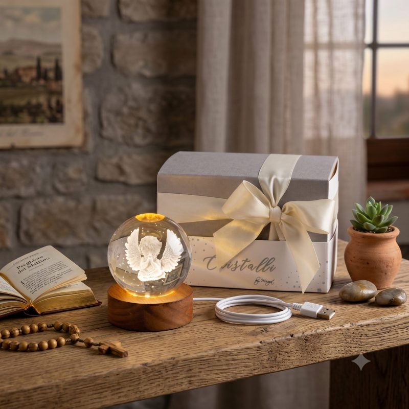 Sfera Luminosa Angelo – 6x6x8cm – USB con Giftbox