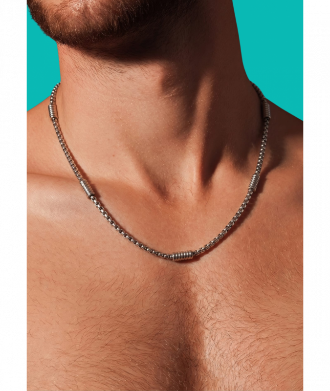 Collana Uomo con Cilindri in Acciaio Inox