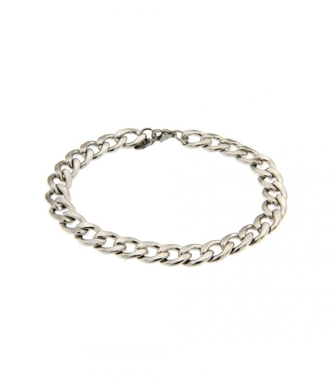 Bracciale Uomo con Maglia a Catena Cubana in Acciaio