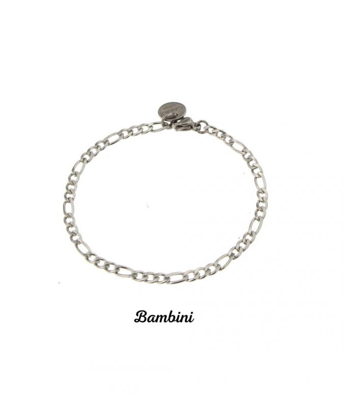 Bracciale Bambino in Acciaio Inox – Maglia Groumette Piatta Alternata