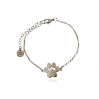 Bracciale Sottile in Acciaio con Pendente Orma Zampa