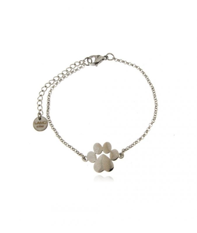 Bracciale Sottile in Acciaio con Pendente Orma Zampa