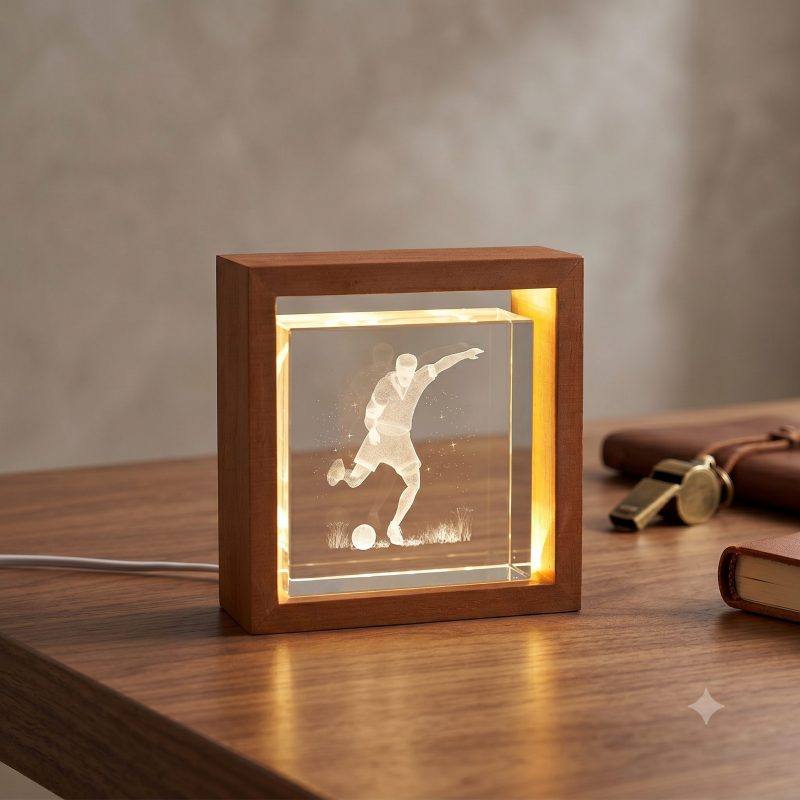 Teca Luminosa Calciatore – 11x11x4,5cm – USB con Giftbox