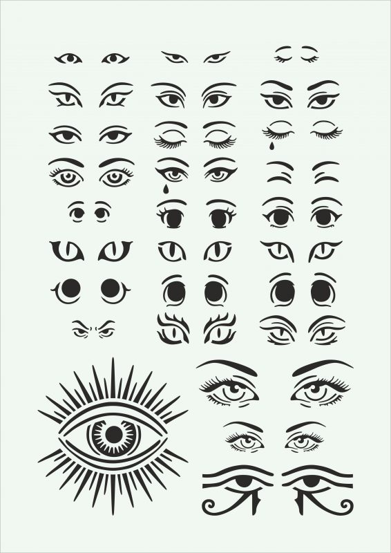 Kit Stencil Occhi "Arte Negli Occhi" - Formato A4 (Cod. M35)