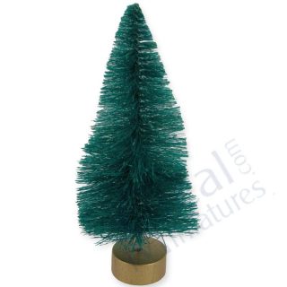 Albero di Natale in Miniatura Effetto Abete 15 cm con Base in Legno per Presepi e Diorami
