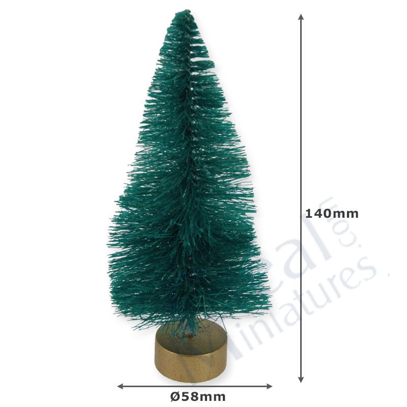 Albero di Natale in Miniatura Effetto Abete 15 cm con Base in Legno per Presepi e Diorami
