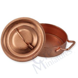Casseruola Bassa in Rame in Miniatura con Coperchio (Diametro 2,8 x Altezza 0,8 cm)