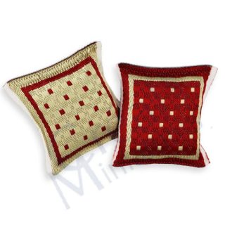 Set 2 Cuscini Decorativi in Miniatura 4x4 cm Colori Assortiti per Case delle Bambole e Divani